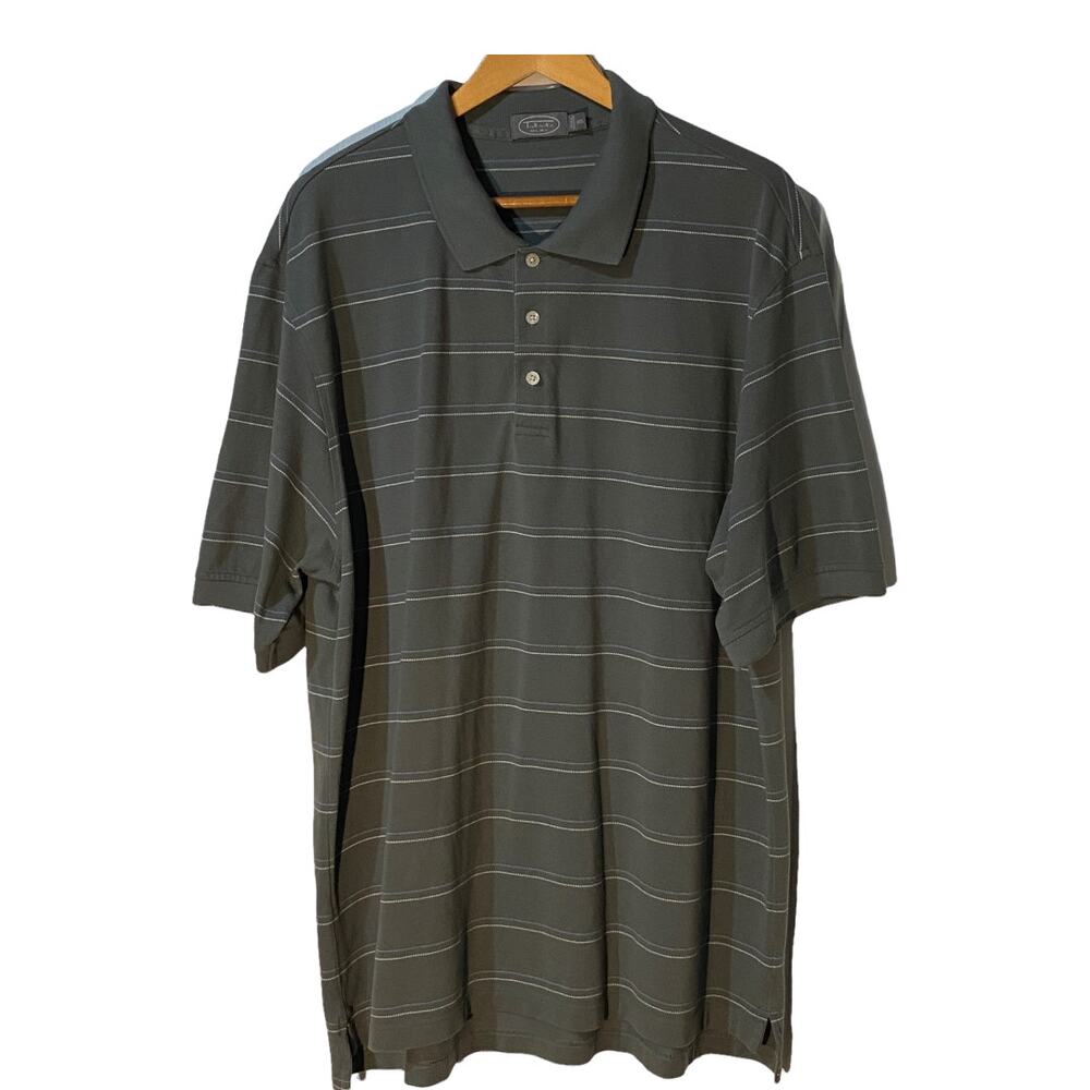 Talbots Men's Short Sleeve Green Stripe Polo Shirt Size XXL 100% Cotton New